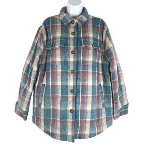Sundance Prima Plaid Shacket‎ Medium Wool Blend Quilted Lining CJ-1621